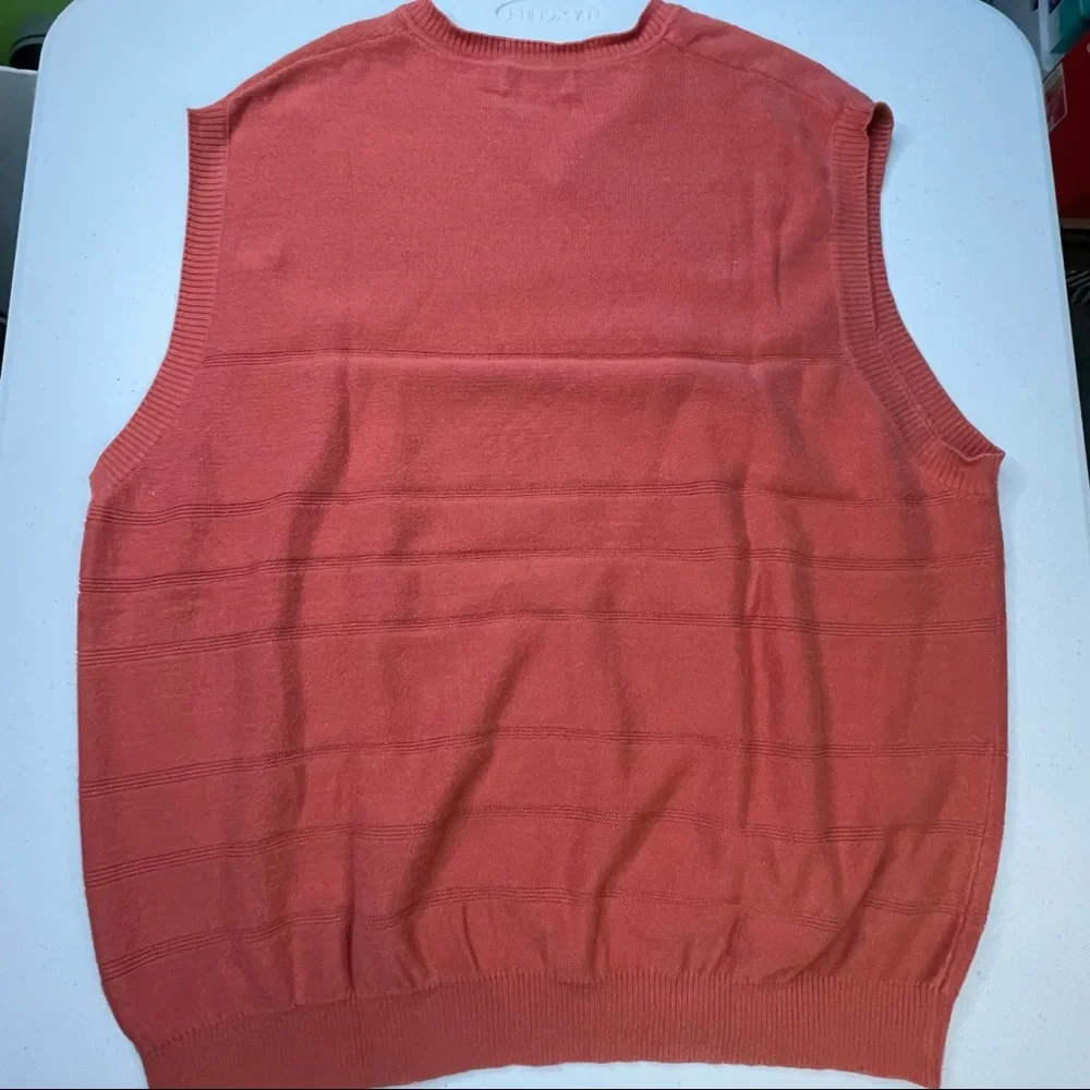 Talbots Men Pima Cotton XL Golf Sweater Vest in Burnt Orange Color - Picture 2 of 4